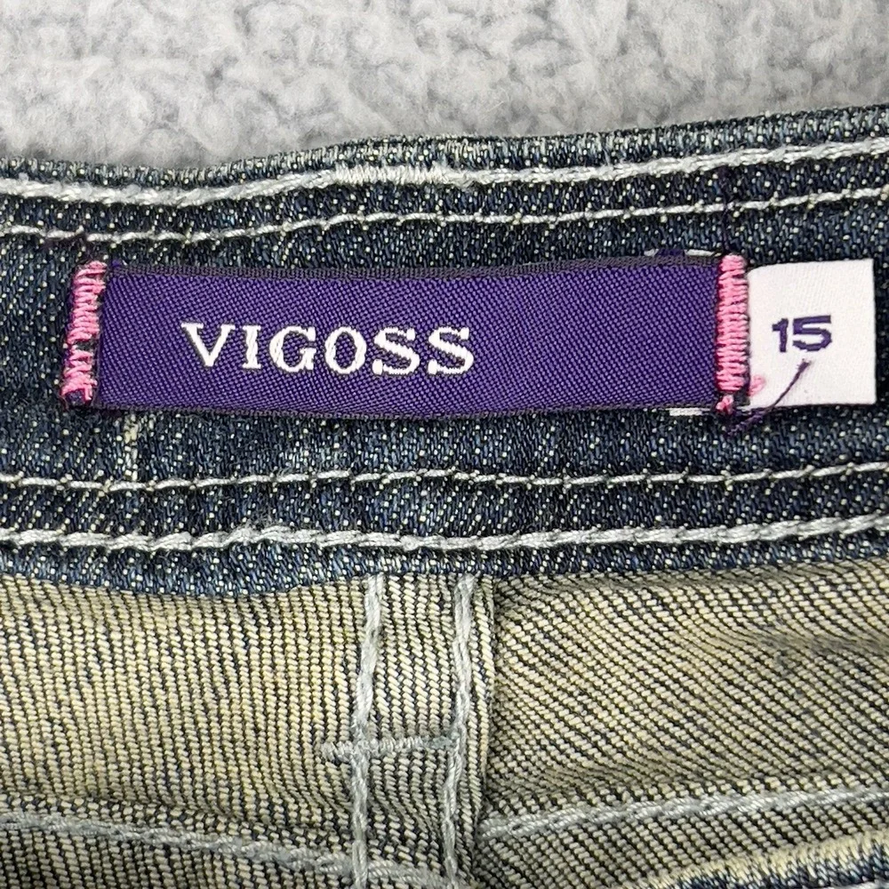 Vigoss Womens Boot Cut Jeans Blue Pocket Light Wash Faded Stretch Juniors 15 New - Picture 2 of 14